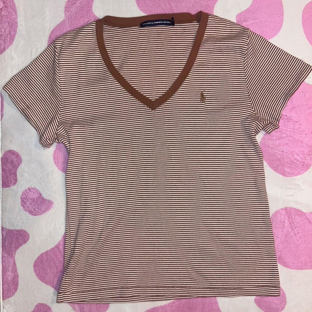 Brown white striped Polo Ralph Lauren Women's XL